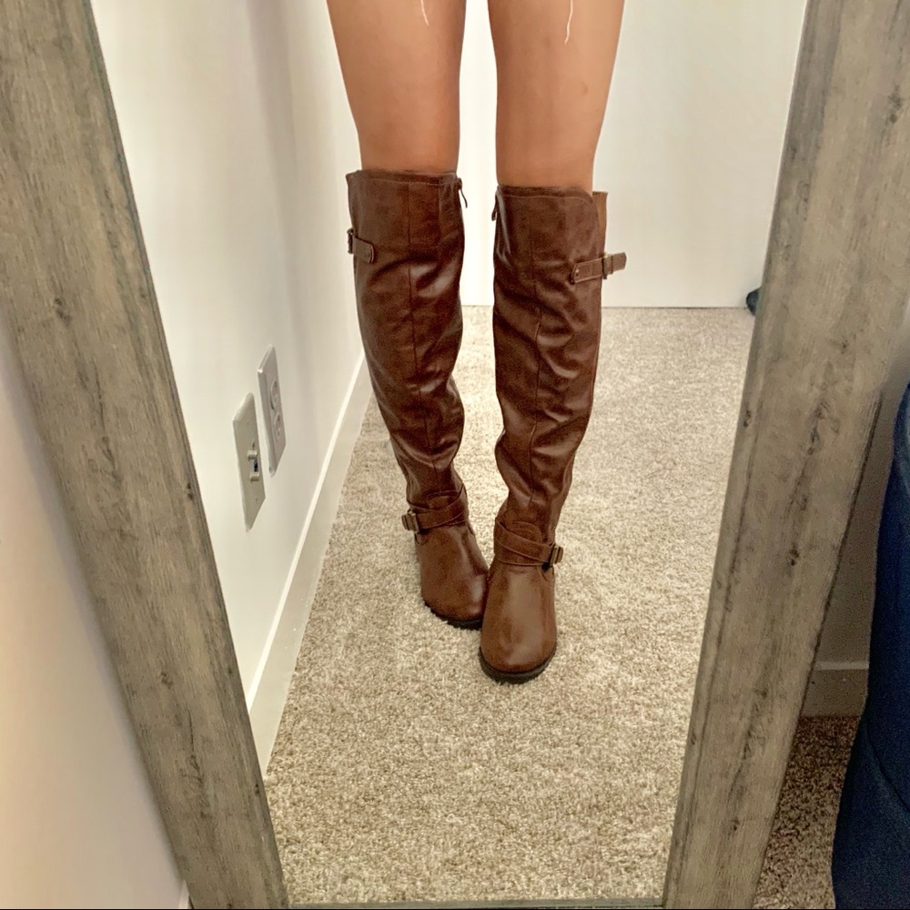 Vegan leather over the knee boots - Size 6